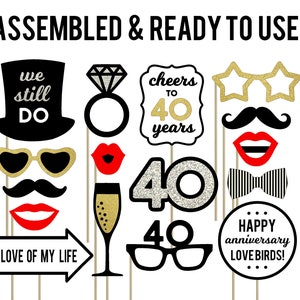 40th Anniversary Decorations . 40th Anniversary Photo Booth Props . 40th Anniversary Sign . Wedding Anniversary Party . 40th Wedding Sign