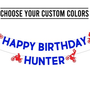 Custom Dirt Bike Birthday Banner . Dirt Bike Happy Birthday . Biker Birthday . Motocross Birthday Decorations . Dirt Bike Garland image 4