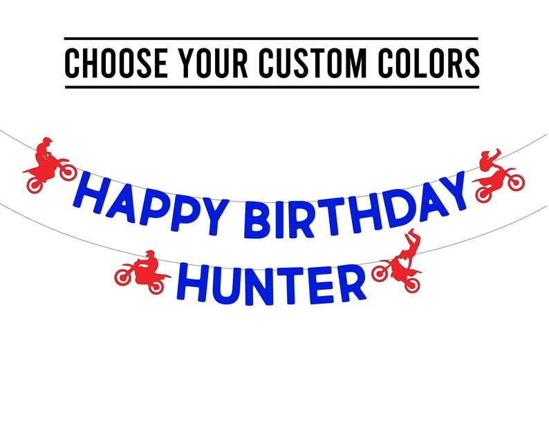 Custom Dirt Bike Birthday Banner . Dirt Bike Happy Birthday . Biker Birthday . Motocross Birthday Decorations . Dirt Bike Garland image 4