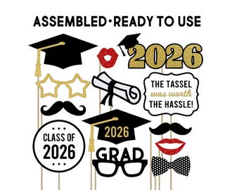 Graduation Photo Booth Props . FULLY ASSEMBLED . Class of 2026 Centerpiece Decorations . Graduation Party Table Centerpiece
