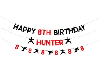 Karate Birthday Banner . Boy Karate Birthday Party Decorations . Custom Age and Colors