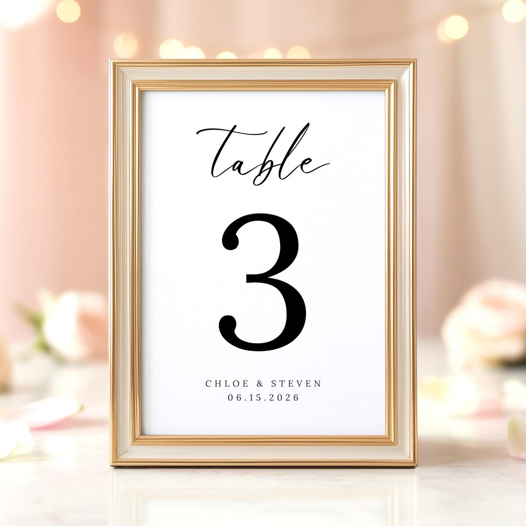 Wedding Table Numbers Template . Editable With Canva . 4x6 . 5x7 . 8x10 ...