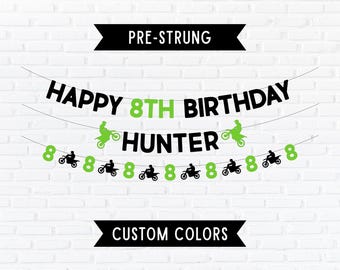 Personalized Dirt Bike Birthday Banner – Custom Motocross Party Sign