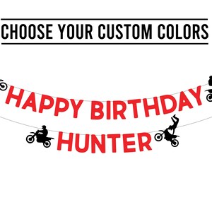 Custom Dirt Bike Birthday Banner . Dirt Bike Happy Birthday . Biker Birthday . Motocross Birthday Decorations . Dirt Bike Garland image 3