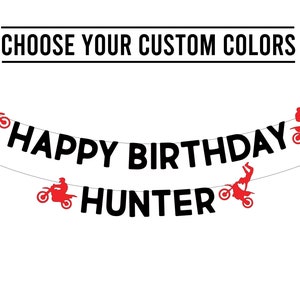 Custom Dirt Bike Birthday Banner . Dirt Bike Happy Birthday . Biker Birthday . Motocross Birthday Decorations . Dirt Bike Garland image 1