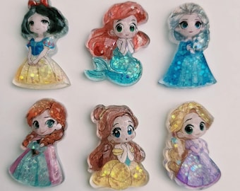 Disney Princess Glitter Resin Flatback – Set of 12