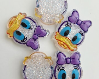 Daisy Duck Glitter Resin Flatback – Set of 8