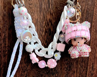 Monchichi sparkle bag Charm keychain