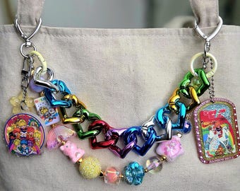 Rainbow Brite Heart Bag Charm keychain Red