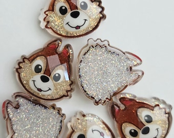 Chip Chipmunk Glitter Resin Flatback – Set of 6