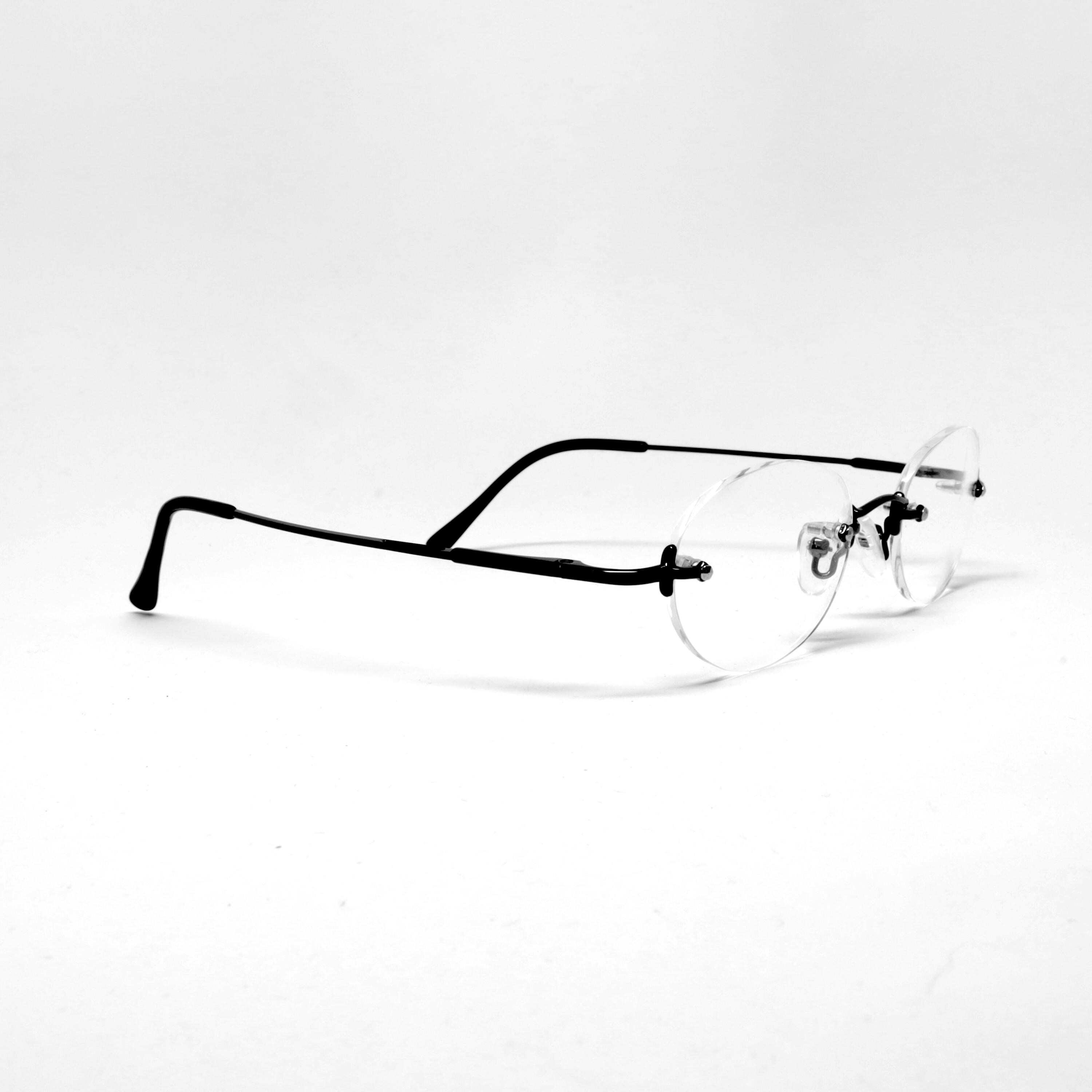 Vintage RIMLESS Wire Oval Metal Frames - Black - Etsy
