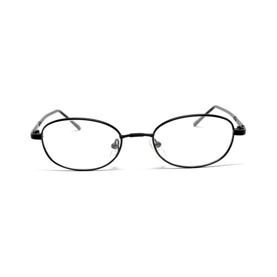 Vintage Minimalist Glass Lens Wire Oval Metal Frames - Black 
