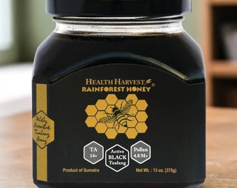 Miel negra premium de Tualang salvaje – Miel cruda rara de la selva tropical – Abeja gigante de Malasia – 368 g