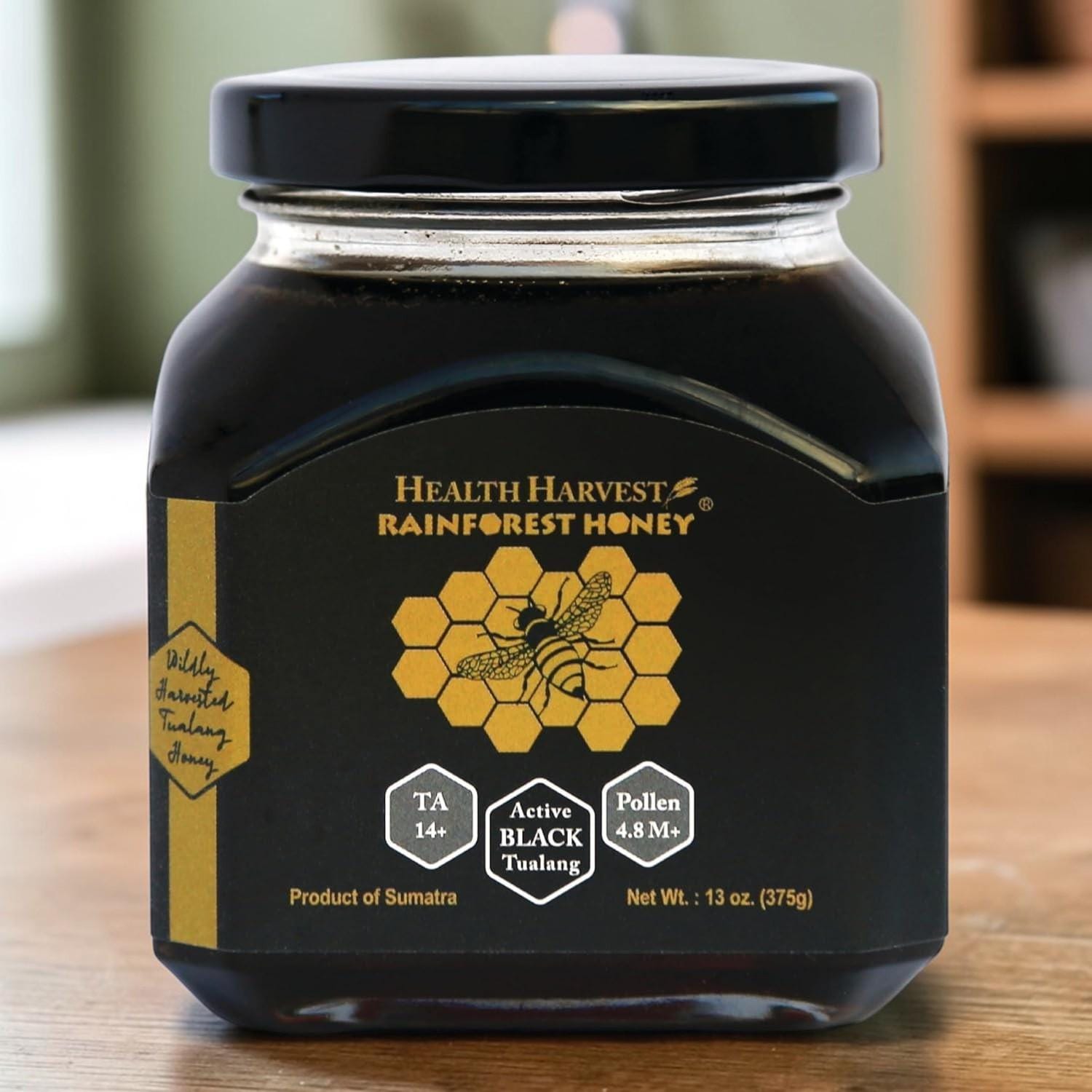 Wild Tualang Honey Black Premium - Rare Raw Rainforest Honey - Malaysian Giant Honeybee - 13oz