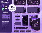 Starry Luna Stream Package – Complete Purple Galaxy Cute Overlay Set with Stars & Planet, Dreamy Kawaii Night Theme for Twitch YouTube Kick