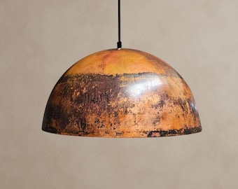 Rustic Copper pendant light fixture: Handmade dome lamp