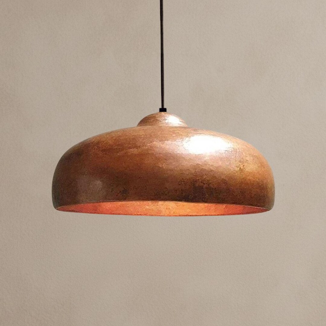 Rustic Copper Lights Rustic Copper Pendant Light: Kitchen Island Lighting Fixture - Etsy