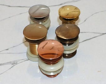 Brass Sink Pop-Up Flush Button with Copper Cap –Push Drain Stopper for Bathroom Vanity Basin