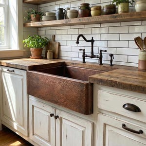 Handmade Copper Farmhouse Sink – Rustic Undermount Kitchen Sink