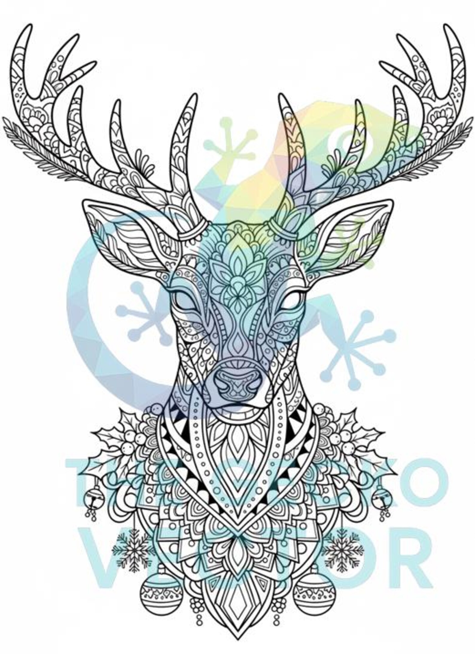 Printable Reindeer Adult Coloring Page – Christmas Mandala Style ...