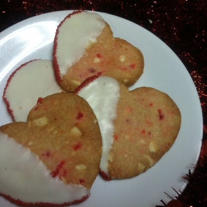 Valentine Cherry Almond Shortbread  Heart Cookies