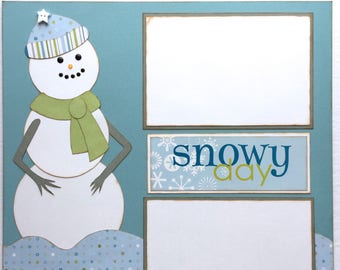 Snowy Day Pre Made 1 Page 12x12 Scrapbook Layout