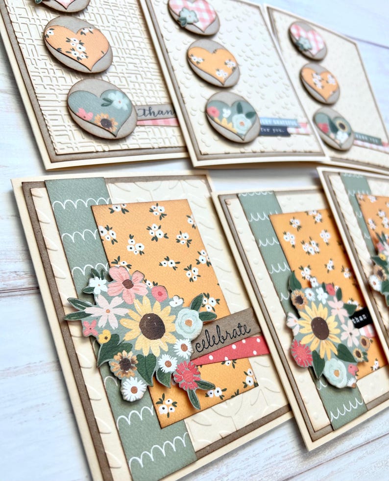 Floral Print Handcrafted Notecards with Envelopes (Set of 5) 31