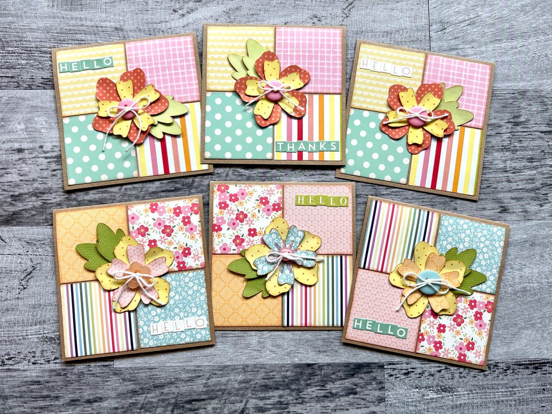 Set of 6 Square Floral Notecards With Envelopes - Etsy