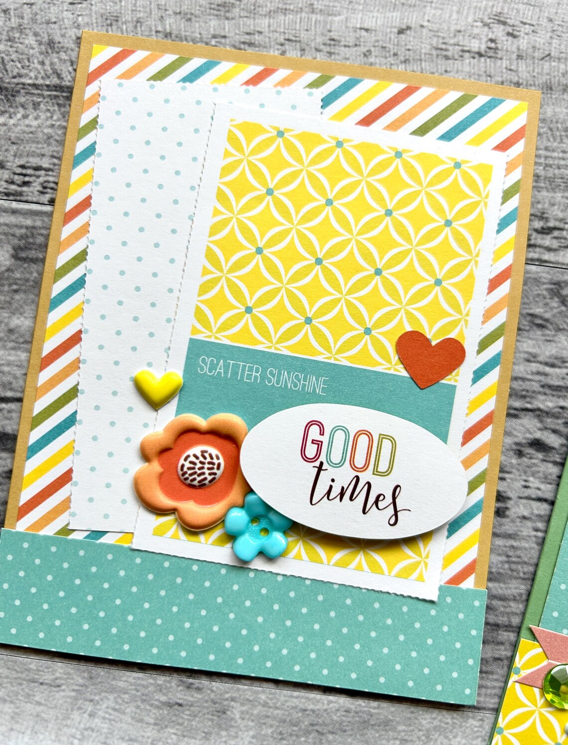 Set of 4 Tropical Themed Yellow/turquiose/green Notecards With ...