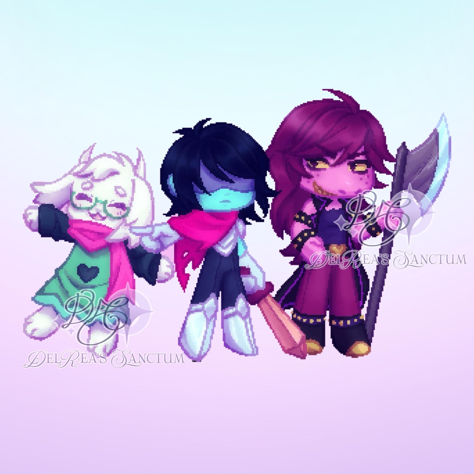 Delta Rune Sticker Deltarune Kris Susie and Ralsei Pixel Art Sticker - Etsy