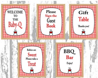 BBQ Baby‑Q Table Signs – Printable Party Pack (Digital Download)