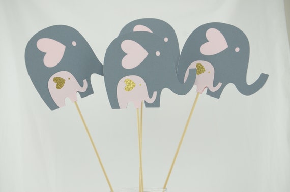 pink and gold elephant baby shower decorations