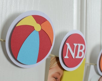 Beach Ball 12 Month Photo Banner – First Year Birthday Milestone Display
