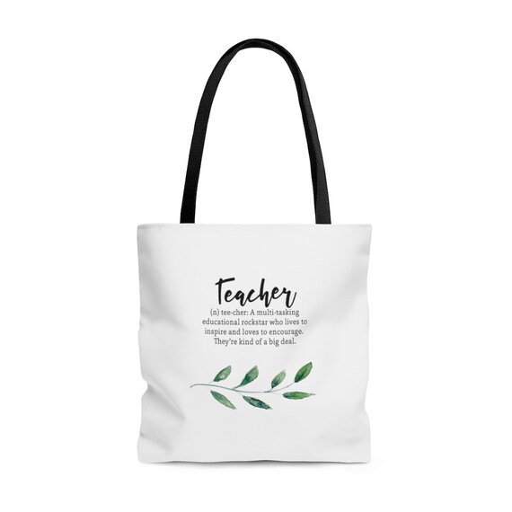 Teacher Appreciation Gift Tote Bag Greenery Teacher Gift Teacher Definition Green Leaves Theme 