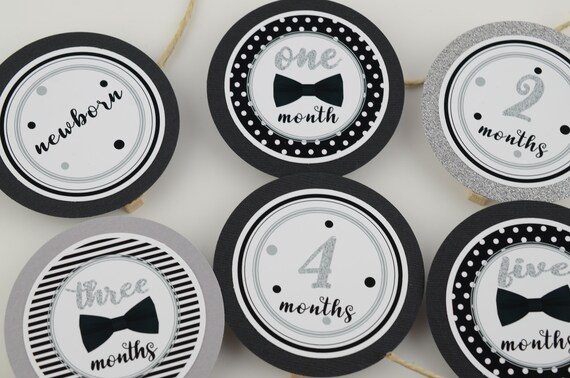 Mr. ONEderful 12 Month Photo Banner, First Year Photo Banner, First Year Banner, 1st Birthday Party, Black & White, Little Man Theme, c-1353 Il_570xn