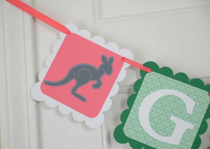 Kangaroo Name Banner Baby Sign Baby Shower Sign Coral Pink Etsy Kangaroo Name Banner Baby Sign Baby Shower Sign Coral Pink Etsy
