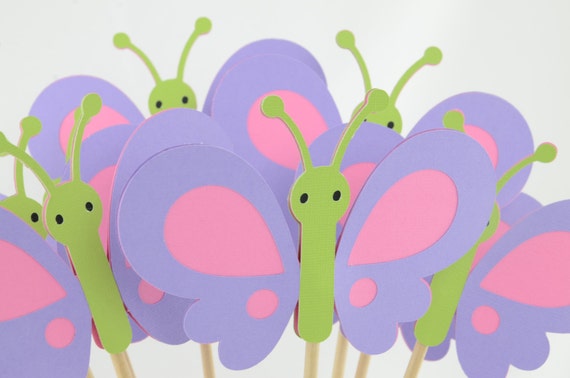 Butterfly Party Centerpieces, Butterfly Theme, Butterfly Birthday, Butterfly Baby Shower Theme, Pink, Lavender and Green, Set of 4 Il_570xn