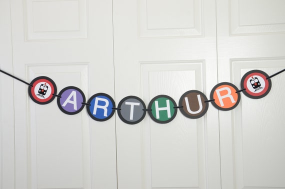 Subway Name Banner, Subway Banner, Subway Theme, Purple, Green, Orange, Brown, Blue, Black and Red Il_570xn