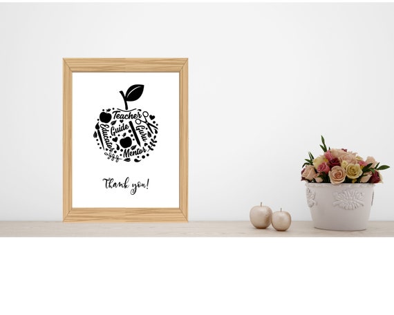 Teacher Appreciation Gift Sign, Printable Instant Download, Apple Teacher gift Sign, Teacher Definition, Apple Theme, D-1028 Il_570xn