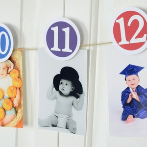 Rainbow 12 Month Photo Banner, First Year Photo Banner, First Year Banner, Birthday Party, Multicolor Banner, 3 inches, PB21-1001 image 10