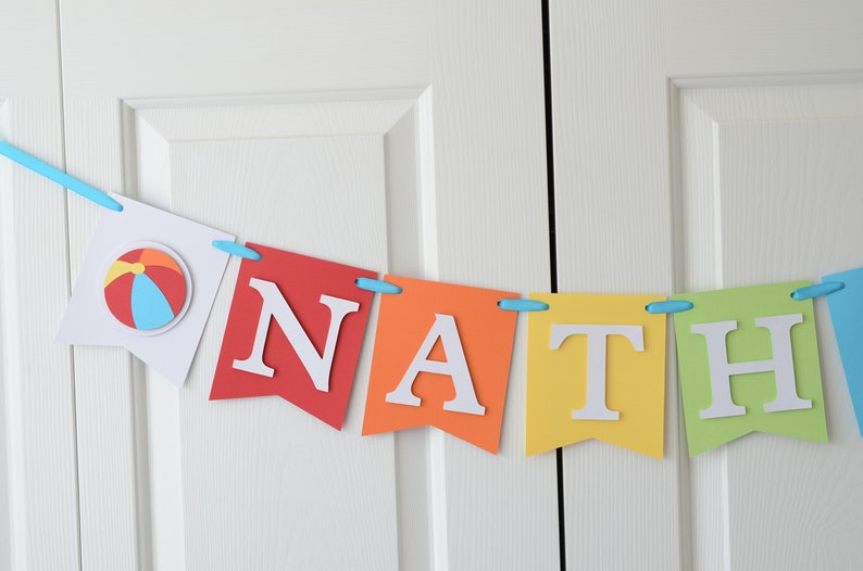 Beach Ball Name Banner Beach Ball Birthday Beach Ball Etsy
