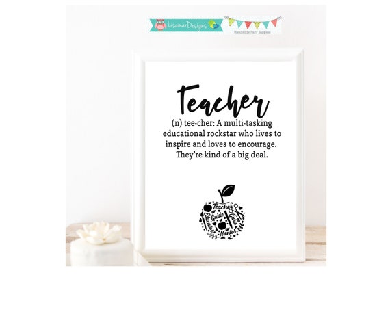 Teacher Appreciation Gift Sign, Printable Instant Download, Apple Teacher gift Sign, Teacher Definition, Apple Theme, D-1027 Il_570xn