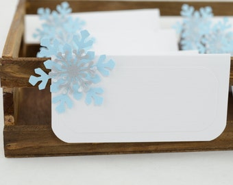 Snowflake Tent Place Card, Snowflake Food Labels, Snowflake Theme Buffet Food Label, Light Blue and Silver Theme, Frozen Food Label