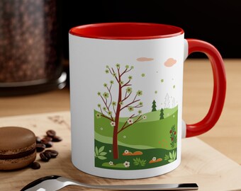 Landschaftskaffeetasse: 11 Unzen Keramik Akzentbecher, Geschenk für Mama
