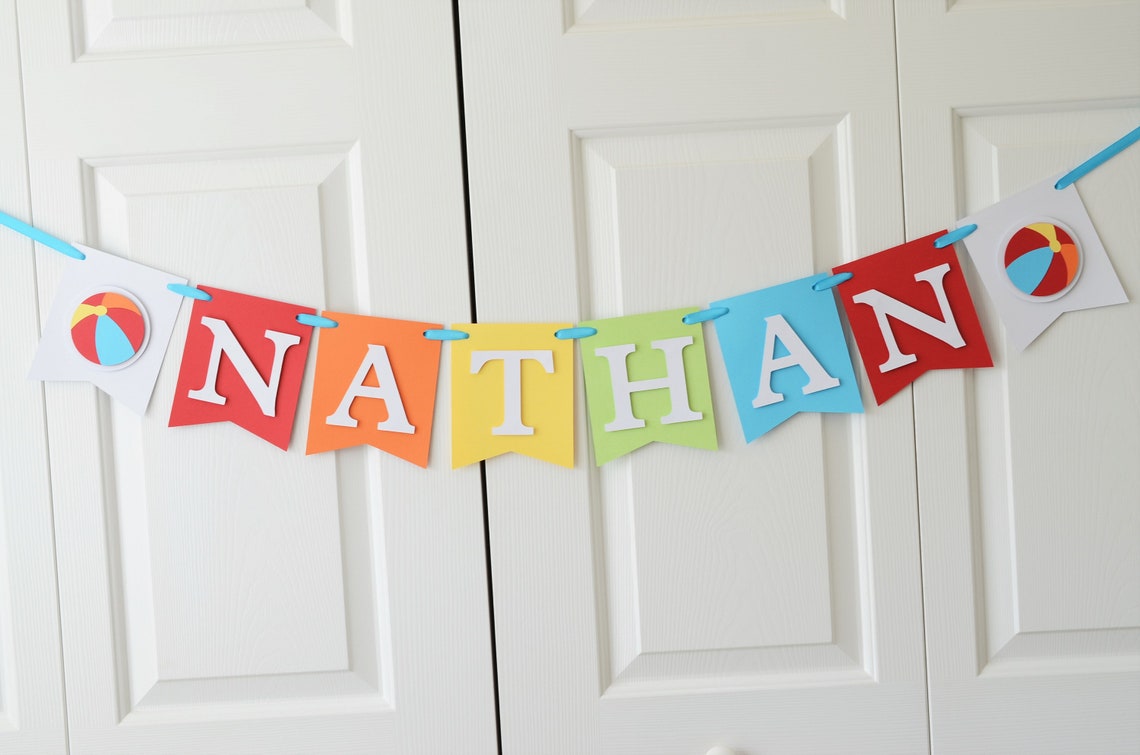 Beach Ball Name Banner Beach Ball Birthday Beach Ball Etsy