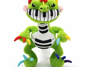 Dinossauro de Pelúcia Verde | Monstro de Pelúcia com Dentes de Piano, Boneco Macio