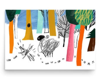 Enchanted Forest Art Print | Modern Nursery Wall Decor