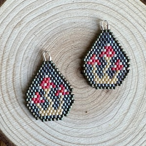 Patrón de aretes de puntada de ladrillo de mini setas PDF