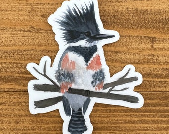 Kingfisher Original Watercolor Art Sticker ~ Vinyl Matte Laminate ~ Bird, Nature ~ Great for Laptops, Water bottles and More!