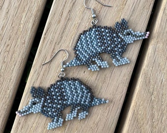 Armadillo Brick Stitch Earring Pattern PDF